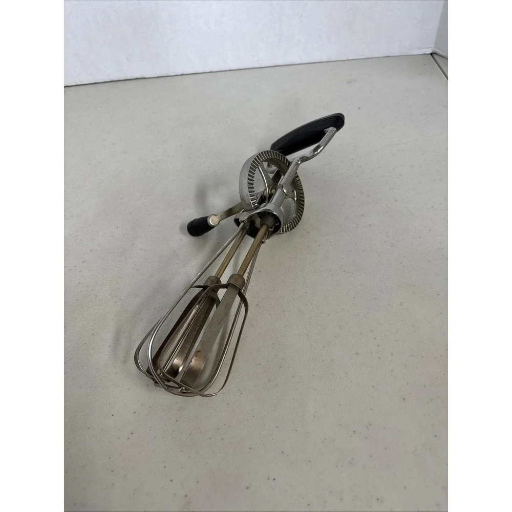 Vintage EKCO‎ Hand Crank Egg Beater Stainless Steel Manual Rotary Mixer USA Made